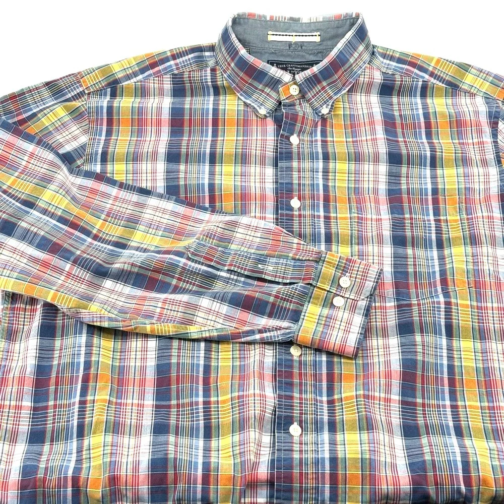 Nautica‎ Men's Button-down Large Multi Color Plaid One Pocket